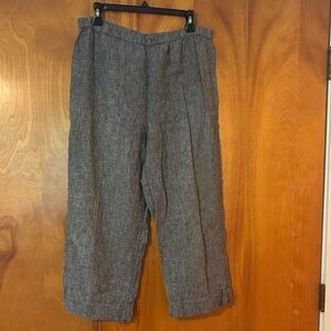Chico's Gray Linen-Blend Elastic Waist Pants L or chicos size 2 EUC